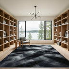 Abstract Monochrome Ink Stroke Swirl Rug