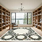 Green Laurel Wreath Floral Arrangement Rug