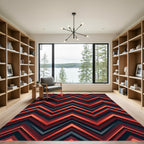 Vibrant Red Jagged Stripe Layer Rug