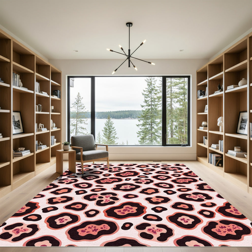Pink Speckled Leopard Spots Rug