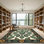 Vintage Prickly Pear Cactus Botanical Art Rug