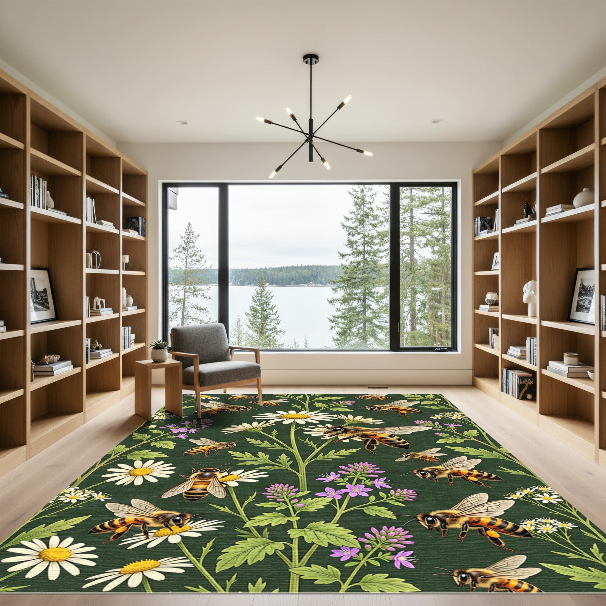 Honeybee and Daisy Garden Botanical Rug