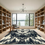 Majestic Forest Stag Silhouette Monochrome Rug