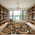 Majestic Golden Lion Swirl Art Rug