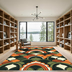 Retro Terracotta and Forest Scalloped Arch Rug