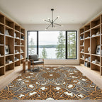 Golden Arabesque Intricate Mandala Rug