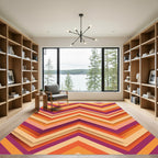 Retro Chevron Earth Tone Striped Rug