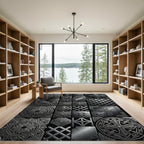 Ornate Silver Medieval Cross Medallion Rug