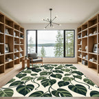 Lush Green Tropical Philodendron Foliage Rug