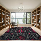 Gothic Crimson Cathedral Arch Geometric Rug