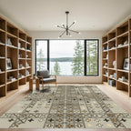 Geometric Tan Lattice Star Rug