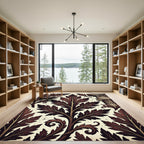 Deep Burgundy Acanthus Leaf Column Rug