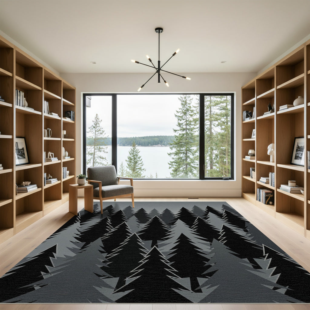 Monochromatic Forest Evergreen Trees Rug