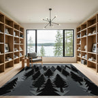 Monochromatic Forest Evergreen Trees Rug