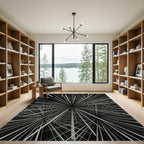 Monochrome Abstract Geometric Starburst Burst Rug