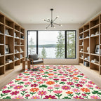 Bright Floral Meadow With Clover Accents Rug