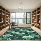 Green Wave Ocean Scales Rug