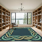 Nautical Rope Border with Anchors Rug