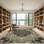 Gold Filigree Scroll Acanthus Medallion Rug