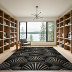 Dark Scallop Wave Art Deco Rug