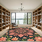 Coral Botanical Paisley Mandala Rug