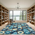 Winter Frost Snowflake And Crystal Tile Rug