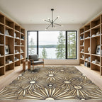 Beige Starburst Floral Medallion Rug