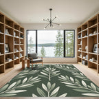 Elegant Olive Branch Deep Green Rug