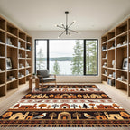 Earthy Terracotta Architectural Bird Meadow Rug