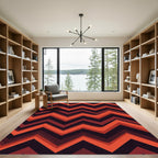Bold Terracotta Zigzag Geometric Stripe Rug