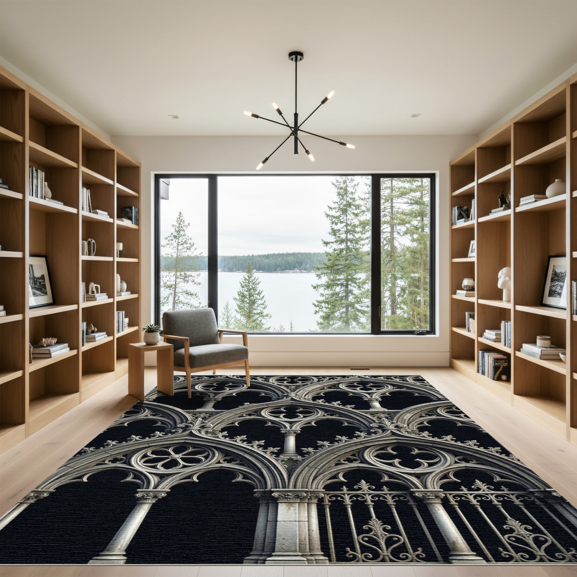 Gothic Stone Grey Architectural Arch Trellis Rug