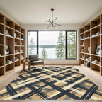 Brown Black Cream Abstract Stripe Rug