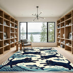 Playful Black Cats Chasing Fish Rug