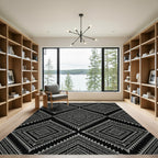 Sophisticated Silver Monochrome Geometric Diamond Rug