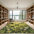 Golden Four Leaf Clover Botanical Meadow Rug