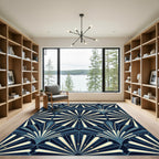 Art Deco Midnight Navy Sunburst Rug