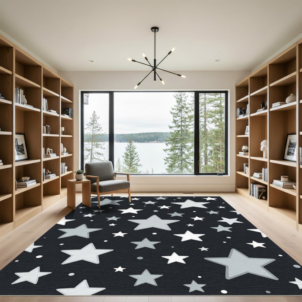 Gray Starry Night Sky Rug