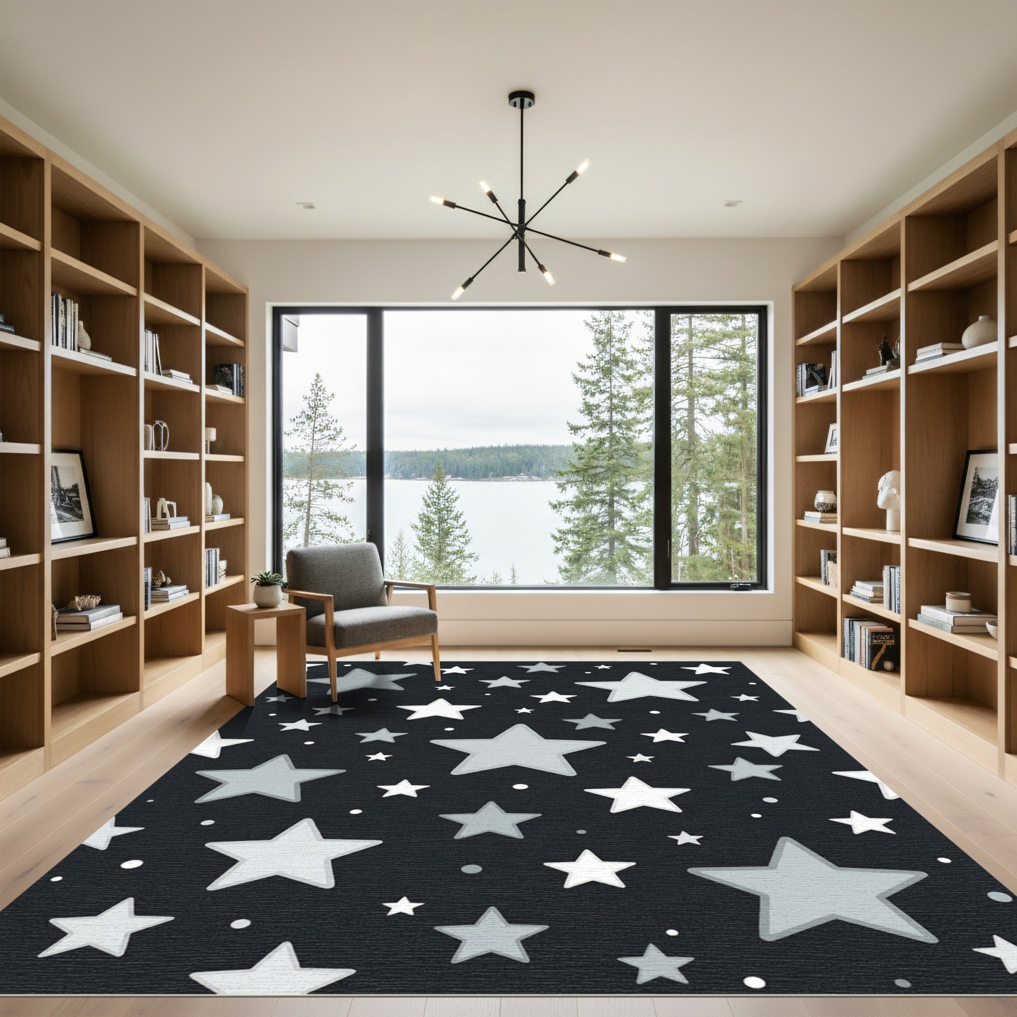 Gray Starry Night Sky Rug
