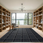 Dark Squared Window Grid Rug
