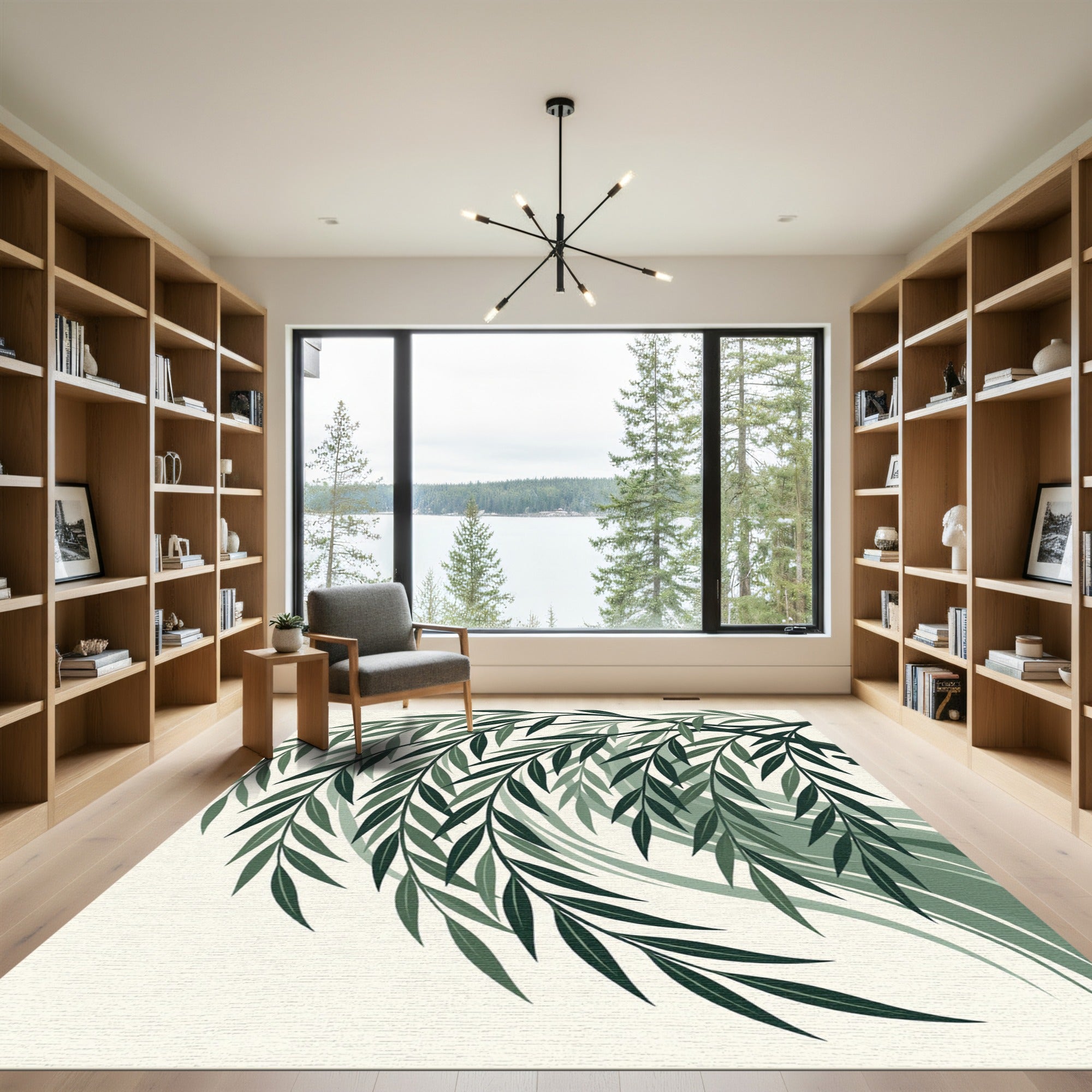 Green Willow Leaf Canopy Rug