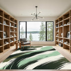 Deep Green Mint Brushstroke Abstract Rug