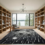 Monochromatic Ink Splash Abstract Art Rug