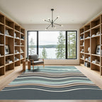 Serene Blue and Earthy Wavy Stripe Rug