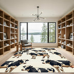 Whimsical Black and White Cattle Herd Rug