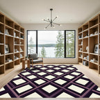 Modern Plum Lattice Geometric Diamond Rug