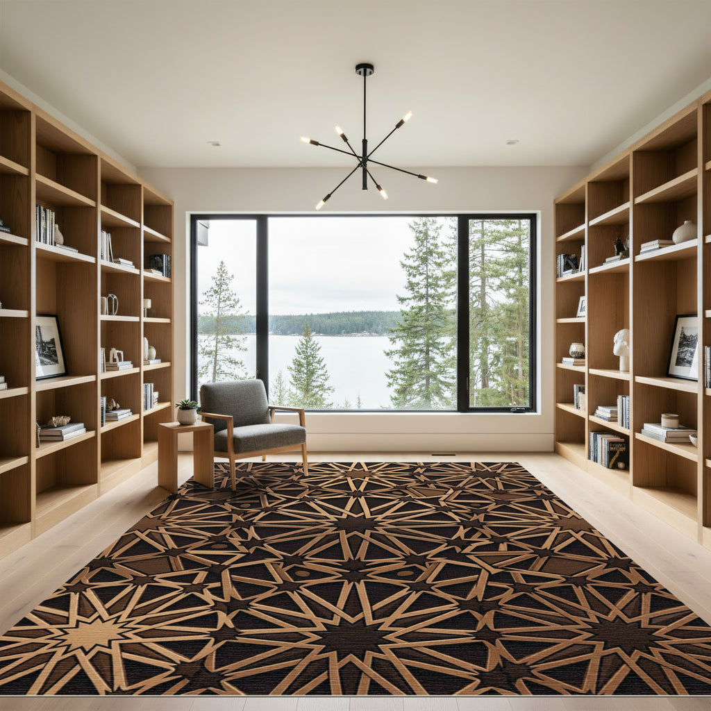 Bronze Geometric Star Medallion Rug