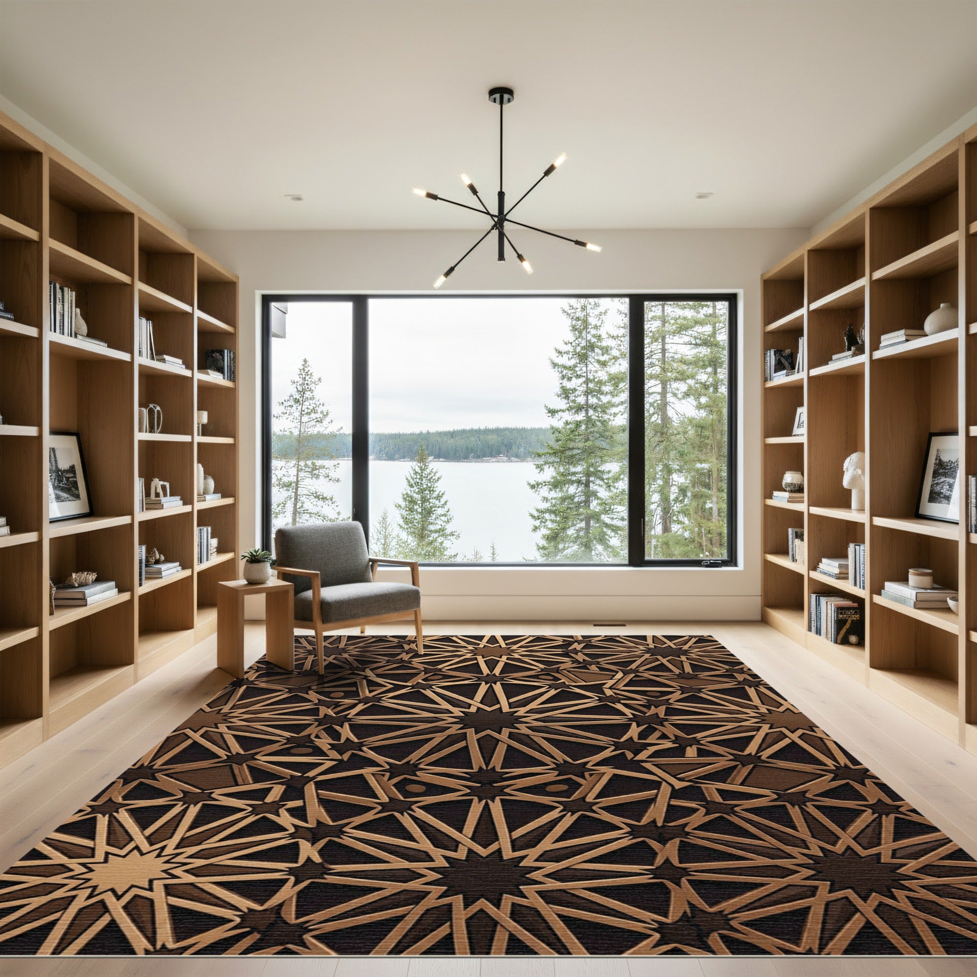 Bronze Geometric Star Medallion Rug