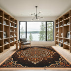 Ornate Amber Floral Medallion Scroll Rug
