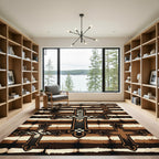 Earthy Brown Striped Gothic Cross Rug