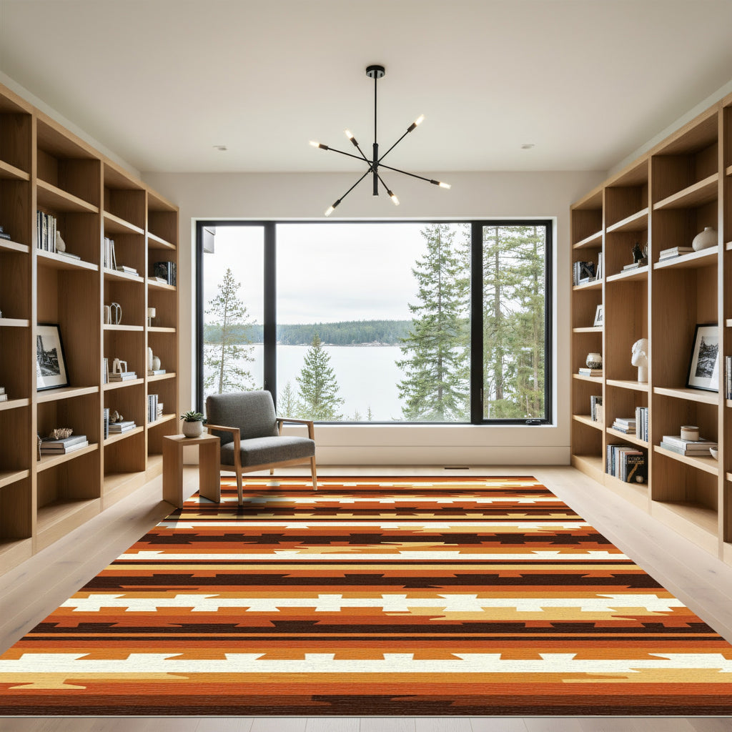 Earthy Tones Geometric Stripe Rug